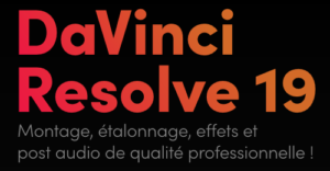 Le texte sur l'image se lit comme suit : "DaVinci Resolve 19 - Votre guide complet pour le montage vidéo, l'étalonnage, les effets et la post audio de qualité professionnelle pour tous les niveaux !