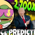 Un personnage automobile animé de Brouillon avec des signes de dollar, un homme pointant avec enthousiasme et le texte superposé « 2 700X ?! Prédiction de prix.